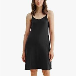 Latuza Black Bamboo Viscose Slip Sleep Dress Nightgown M